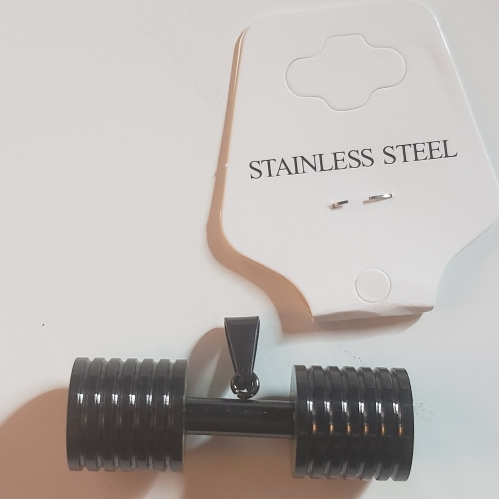 Stainless Steel Dumbell Charm. NWOT